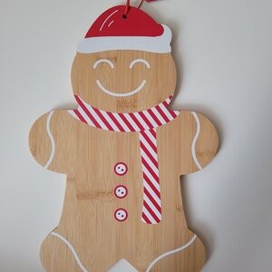 Gingerbread Man Cutting Board with Red Accents